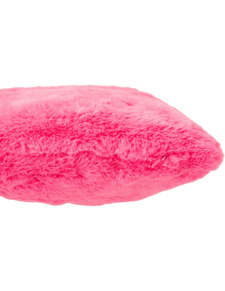 Coussin original Poils longs Carré 45x45 en Tissu Rose fluo Moutie - 2