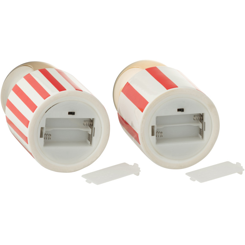 Lampe à poser originale sans fil Hauteur 17 cm en Dolomite Rouge Blanc Brillant Motif lignes Lines (Lot de 2) - 5