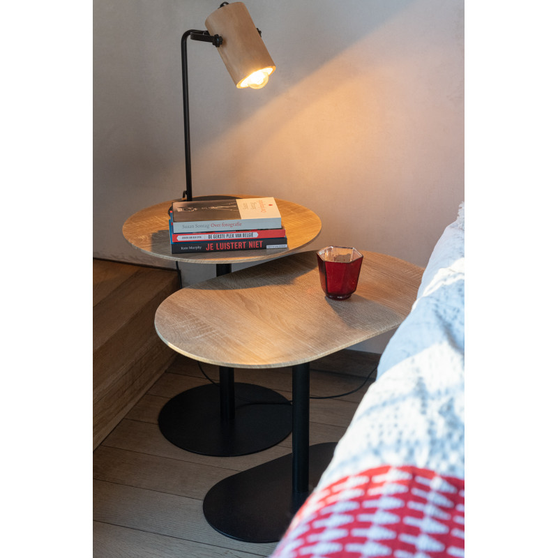 Table d'appoint gigogne moderne en Métal Noir Bois Naturel Nosty (Lot de 2) - 2