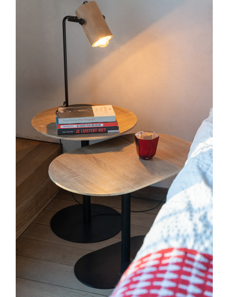 Table d'appoint gigogne moderne en Métal Noir Bois Naturel Nosty (Lot de 2) - 2