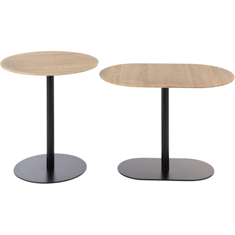 Table d'appoint gigogne moderne en Métal Noir Bois Naturel Nosty (Lot de 2) - 3