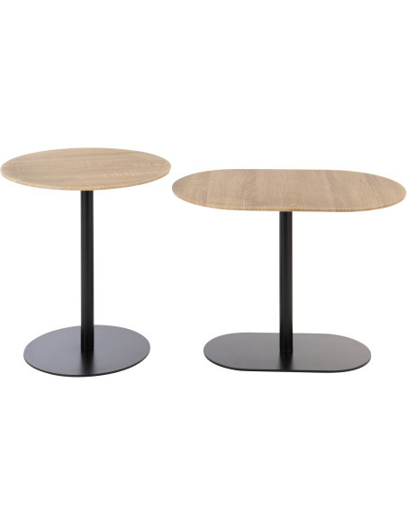 Table d'appoint gigogne moderne en Métal Noir Bois Naturel Nosty (Lot de 2) - 3