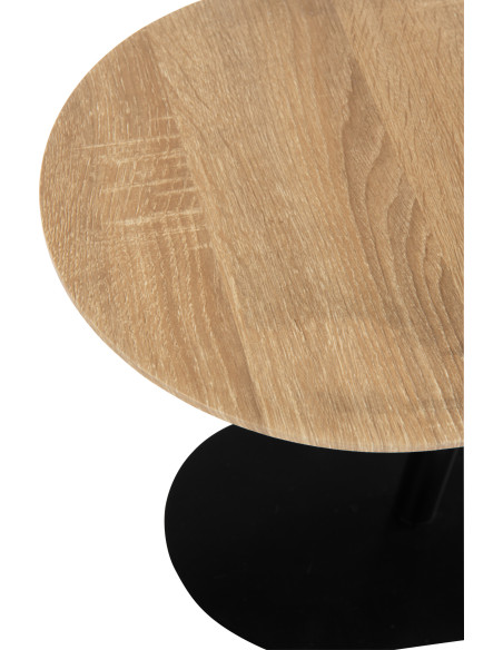 Table d'appoint gigogne moderne en Métal Noir Bois Naturel Nosty (Lot de 2) - 4