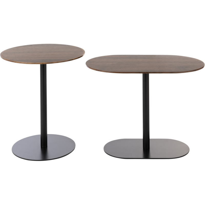 Table d'appoint gigogne moderne en Métal Noir Bois Marron foncé Nosty (Lot de 2) - 2
