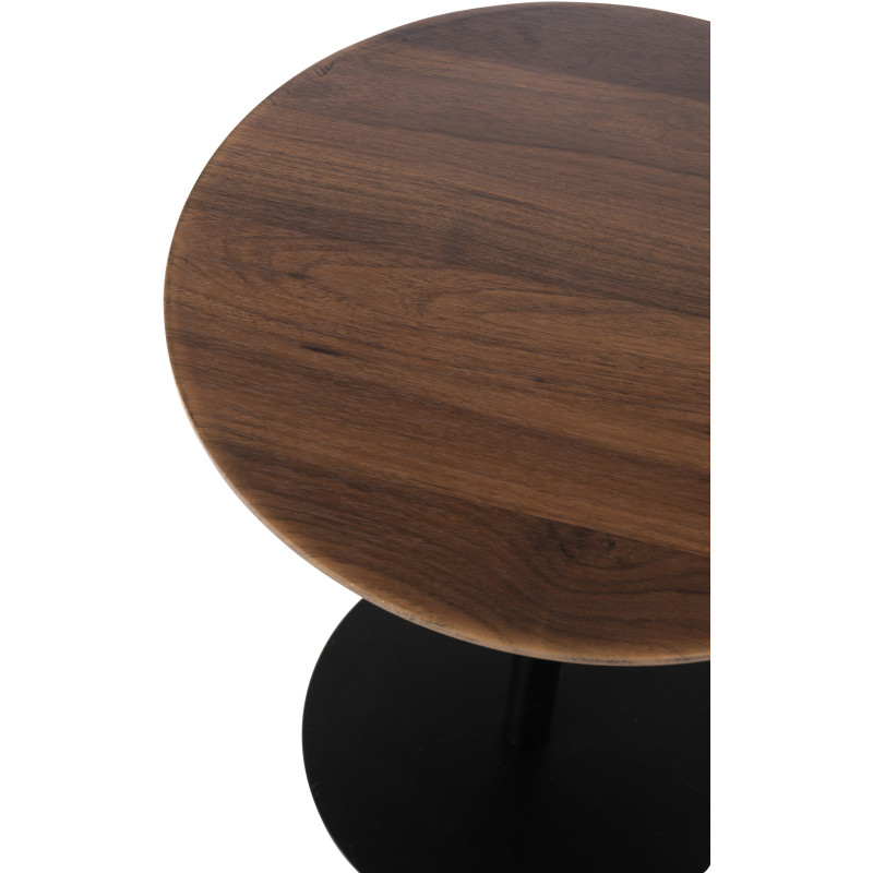Table d'appoint gigogne moderne en Métal Noir Bois Marron foncé Nosty (Lot de 2) - 3