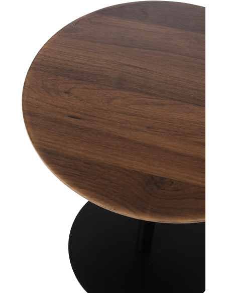 Table d'appoint gigogne moderne en Métal Noir Bois Marron foncé Nosty (Lot de 2) - 3