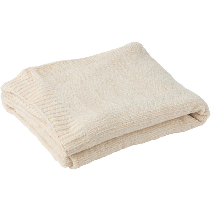 Plaid de canapé doux Chenille 130x170 en Tissu Blanc écru Hermesso - 1