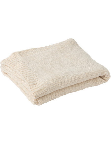 Plaid de canapé doux Chenille 130x170 en Tissu Blanc écru Hermesso - 1