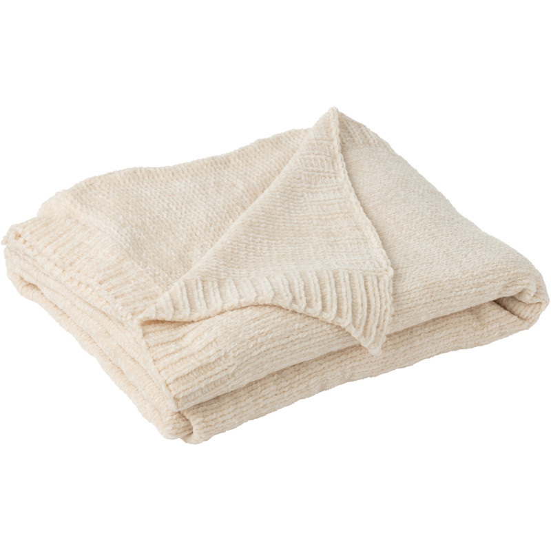 Plaid de canapé doux Chenille 130x170 en Tissu Blanc écru Hermesso - 2