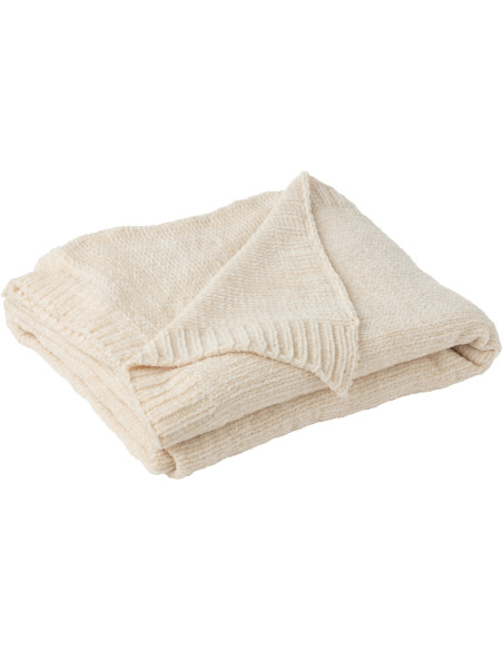 Plaid de canapé doux Chenille 130x170 en Tissu Blanc écru Hermesso - 2