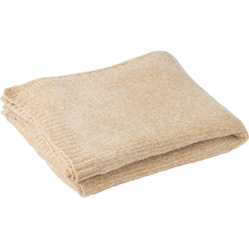 Plaid de canapé doux Chenille 130x170 en Tissu Beige Hermesso - 1