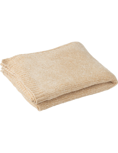Plaid de canapé doux Chenille 130x170 en Tissu Beige Hermesso - 1