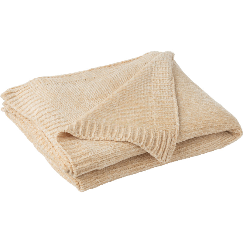 Plaid de canapé doux Chenille 130x170 en Tissu Beige Hermesso - 2