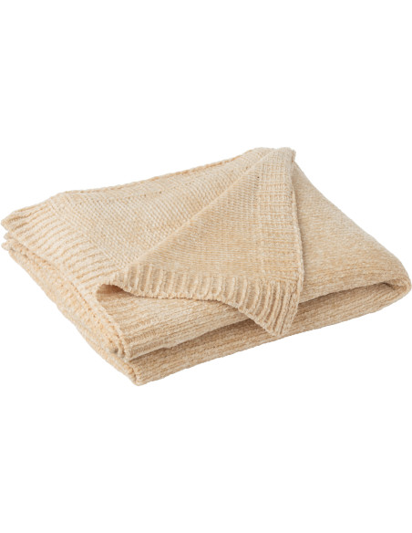 Plaid de canapé doux Chenille 130x170 en Tissu Beige Hermesso - 2