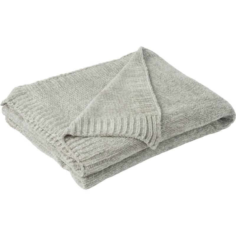 Plaid de canapé doux Chenille 130x170 en Tissu Gris Hermesso - 2