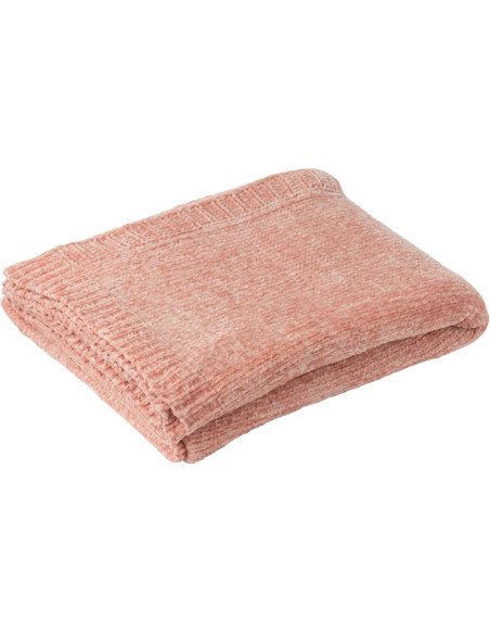 Plaid de canapé doux Chenille 130x170 en Tissu Rose clair Hermesso - 1