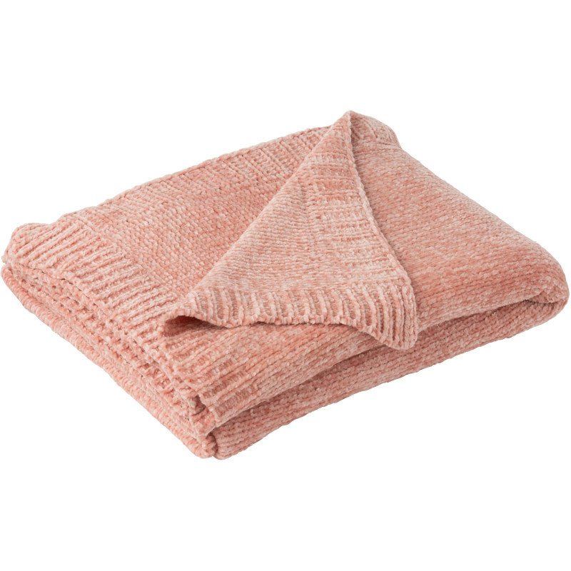 Plaid de canapé doux Chenille 130x170 en Tissu Rose clair Hermesso - 2