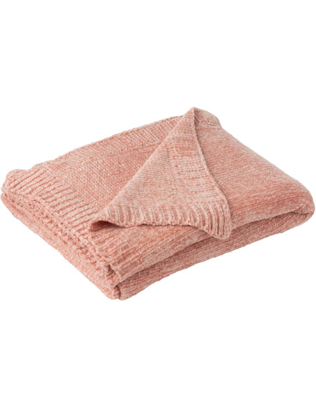 Plaid de canapé doux Chenille 130x170 en Tissu Rose clair Hermesso - 2
