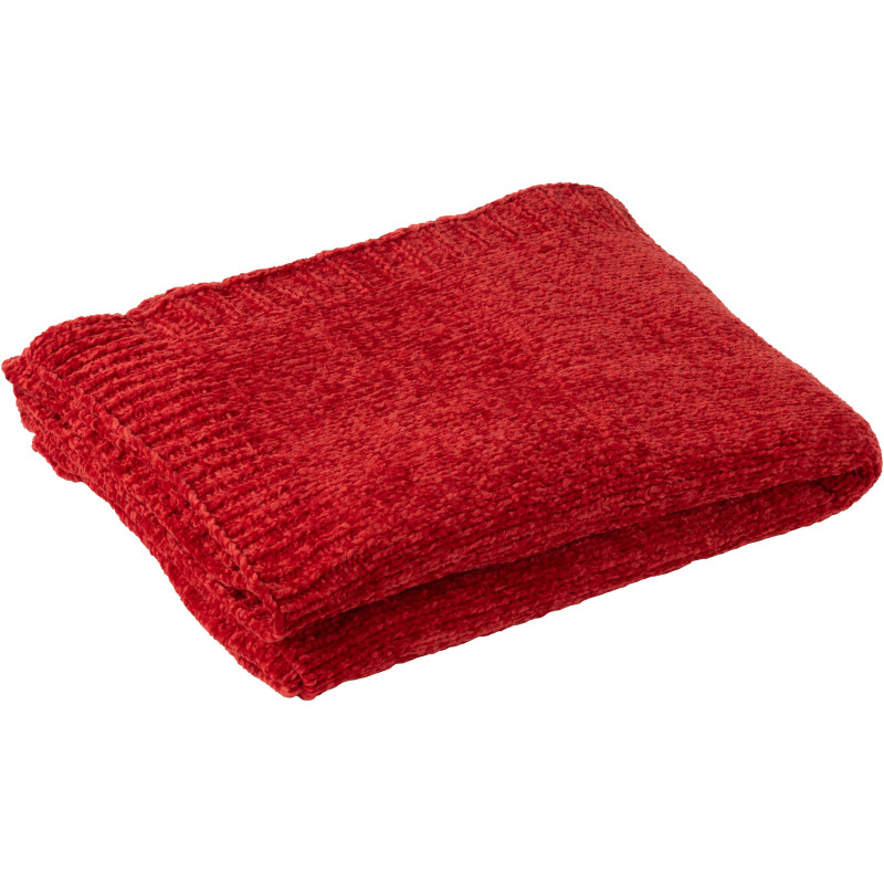 Plaid de canapé doux Chenille 130x170 en Tissu Rouge Hermesso - 1
