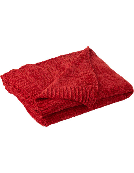 Plaid de canapé doux Chenille 130x170 en Tissu Rouge Hermesso - 2