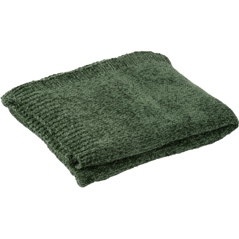Plaid de canapé doux Chenille 130x170 en Tissu Vert foncé Hermesso - 1