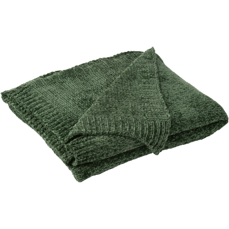 Plaid de canapé doux Chenille 130x170 en Tissu Vert foncé Hermesso - 2