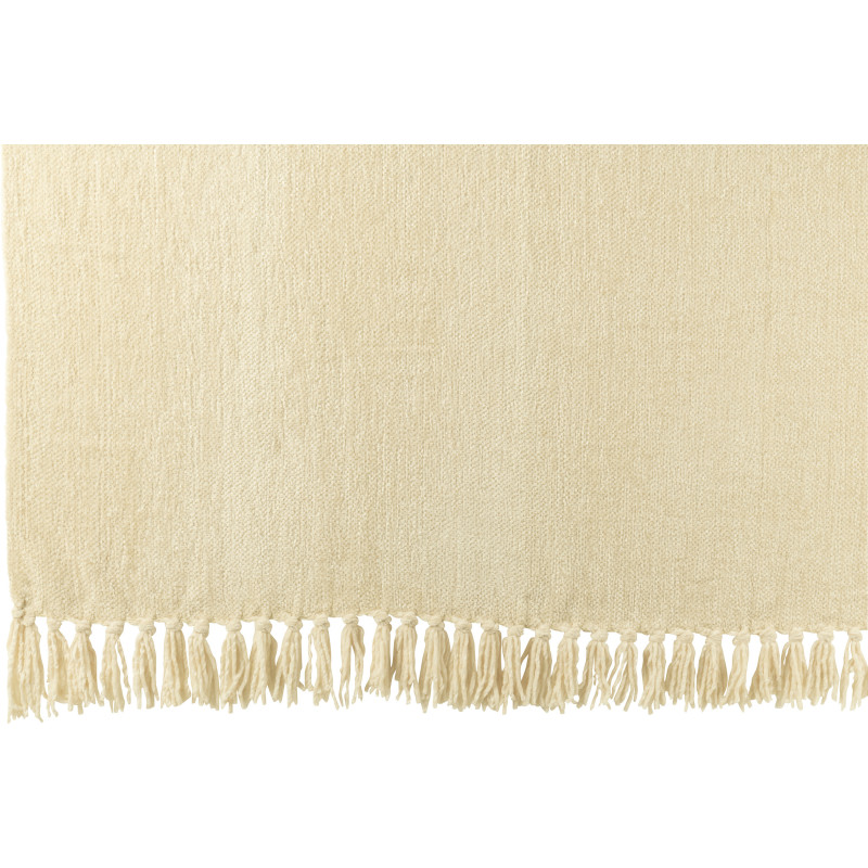 Plaid chenille 130x170 en Tissu Blanc écru Avec pompons Caterpilli - 2