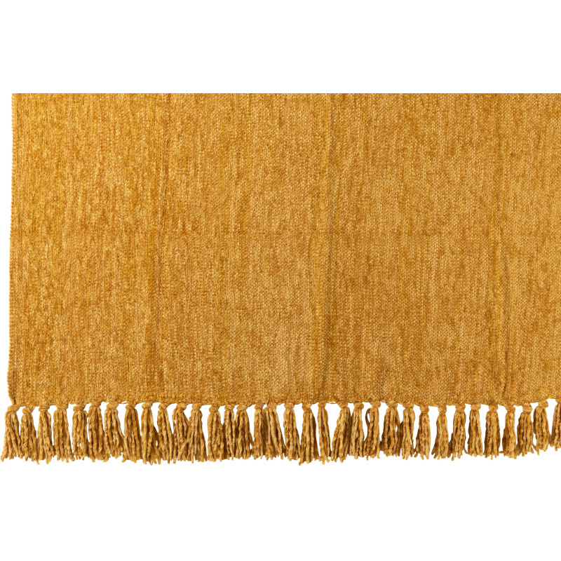 Plaid chenille 130x170 en Tissu Jaune ocre Avec pompons Caterpilli - 2