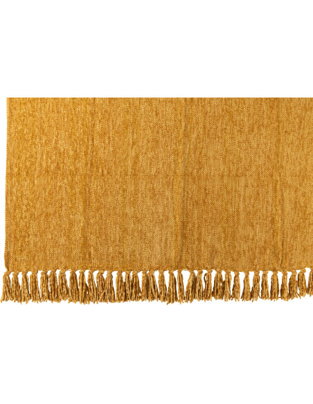 Plaid chenille 130x170 en Tissu Jaune ocre Avec pompons Caterpilli - 2