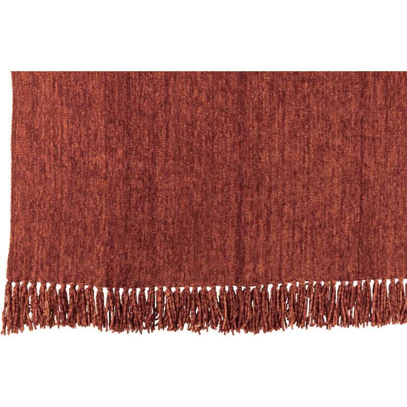 Plaid chenille 130x170 en Tissu Rouille Avec pompons Caterpilli - 2