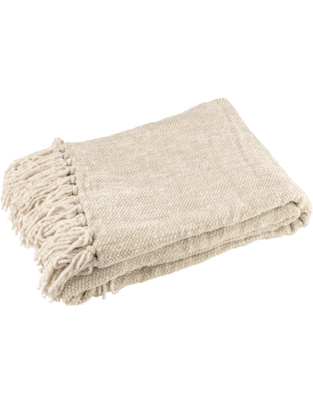 Plaid chenille 130x170 en Tissu Grège Avec pompons Caterpilli - 1