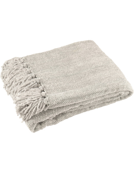 Plaid chenille 130x170 en Tissu Gris Avec pompons Caterpilli - 1