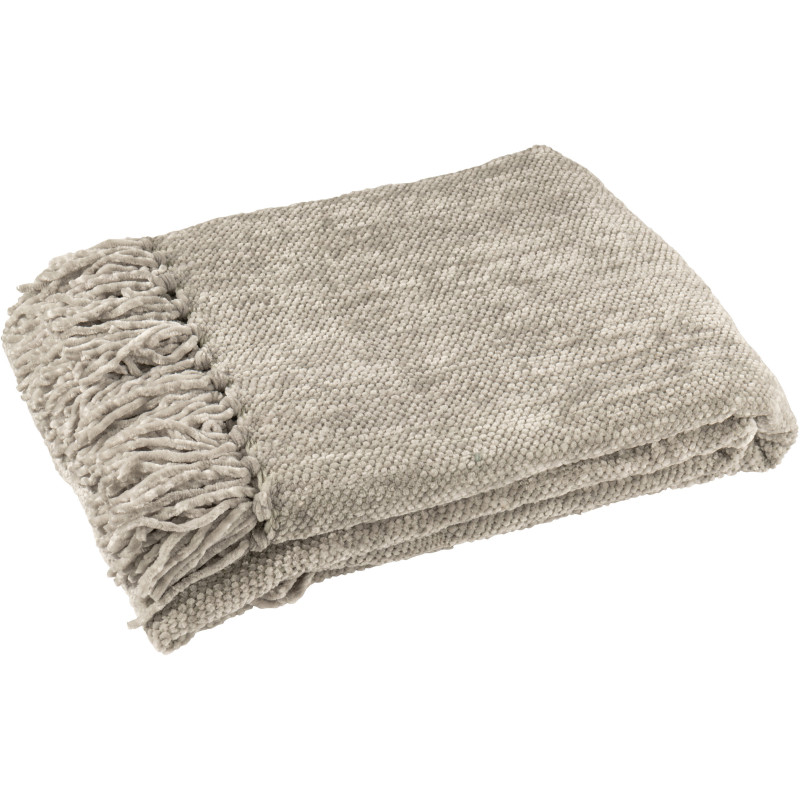 Plaid chenille 130x170 en Tissu Gris vert Avec pompons Caterpilli - 1