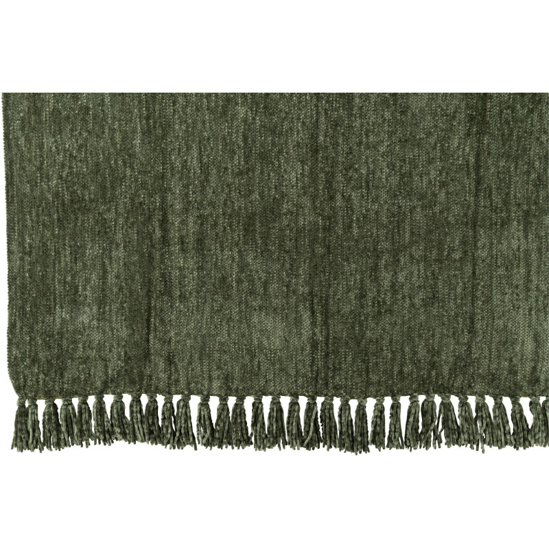 Plaid chenille 130x170 en Tissu Vert foncé Avec pompons Caterpilli - 2