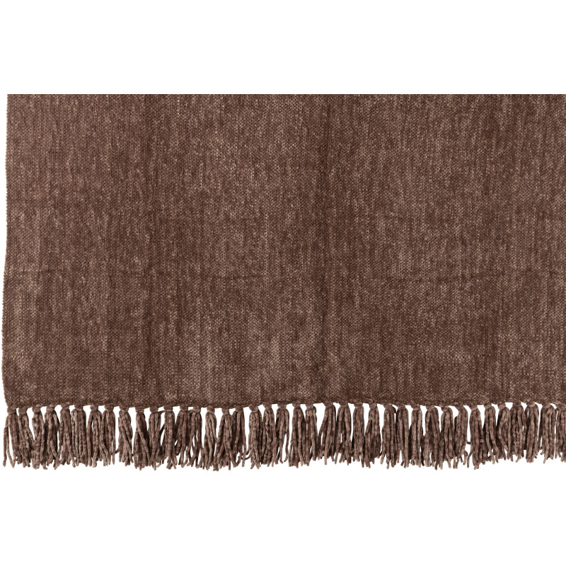 Plaid chenille 130x170 en Tissu Marron foncé Avec pompons Caterpilli - 2