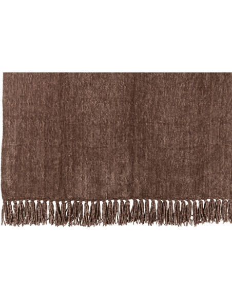 Plaid chenille 130x170 en Tissu Marron foncé Avec pompons Caterpilli - 2
