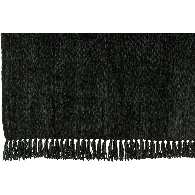 Plaid chenille 130x170 en Tissu Noir Avec pompons Caterpilli - 2