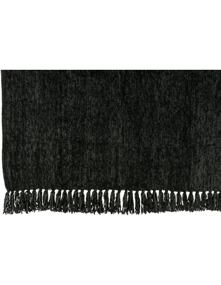 Plaid chenille 130x170 en Tissu Noir Avec pompons Caterpilli - 2