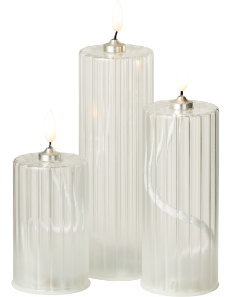 Grande Bougie originale Led cylindre Hauteur 18 cm en Verre Transparent Cyldro - 5