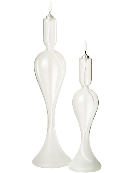 Grande Bougie originale Led moderne chic HAuteur 34 cm en Verre Transparent Lucuo - 4