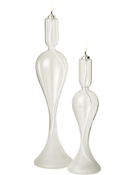 Grande Bougie originale Led moderne chic HAuteur 34 cm en Verre Transparent Lucuo - 5