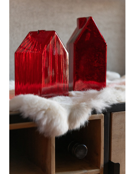 Maisons décoratives modernes Hauteur 11 cm en Verre Rouge Housed (Lot de 2) - 2