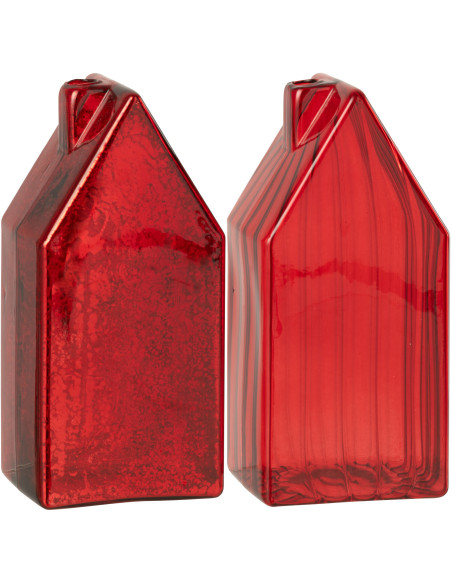 Maisons décoratives modernes Hauteur 17 cm en Verre Rouge Housed (Lot de 2) - 1