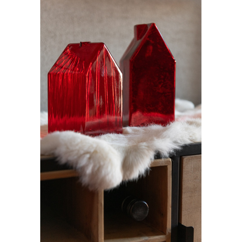 Maisons décoratives modernes Hauteur 17 cm en Verre Rouge Housed (Lot de 2) - 2