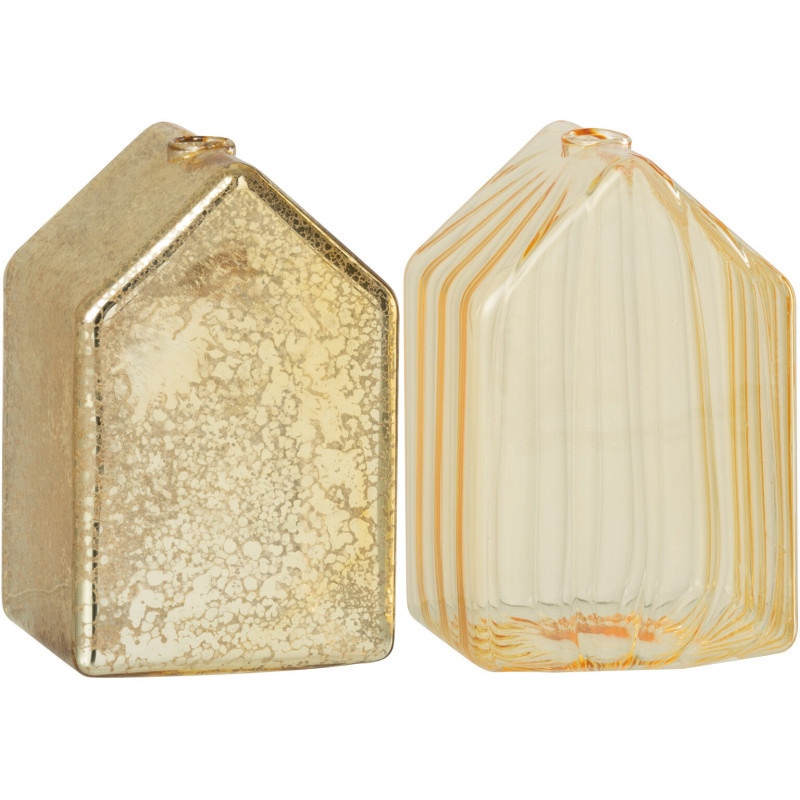 Maisons décoratives modernes Hauteur 11 cm en Verre Doré Housed (Lot de 2) - 1