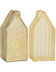 Maisons décoratives modernes Hauteur 17 cm en Verre Doré Housed (Lot de 2) - 1