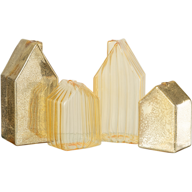 Maisons décoratives modernes Hauteur 17 cm en Verre Doré Housed (Lot de 2) - 3