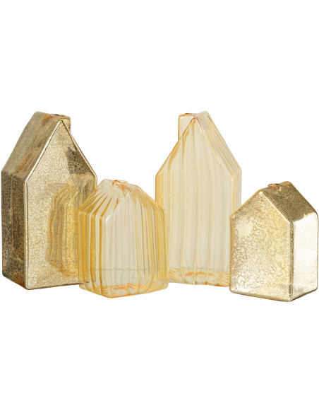 Maisons décoratives modernes Hauteur 17 cm en Verre Doré Housed (Lot de 2) - 3