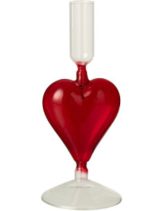 Bougeoir original Coeur Hauteur 20 cm en Verre Rouge Transparent Hearto - 1