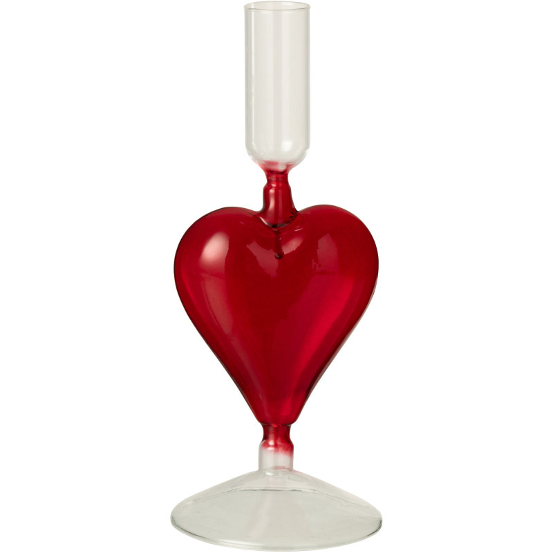 Bougeoir original Coeur Hauteur 20 cm en Verre Rouge Transparent Hearto - 1